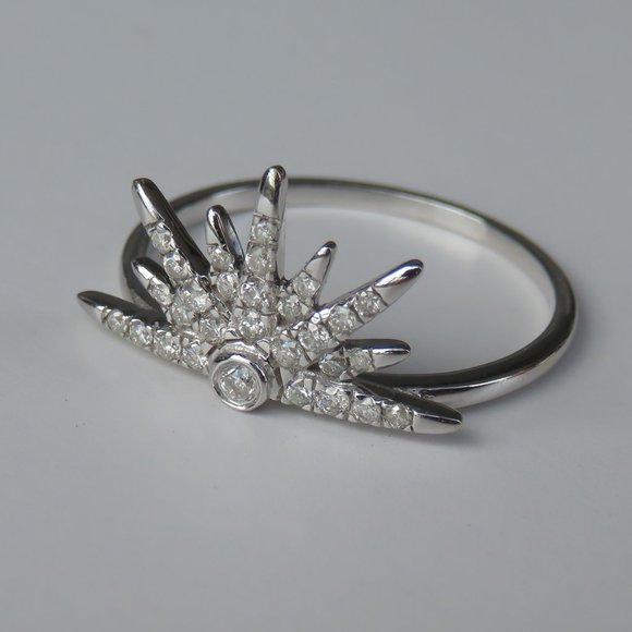 Artisan 14K White Gold Diamond Half-Star Ring - Picture 10 of 15